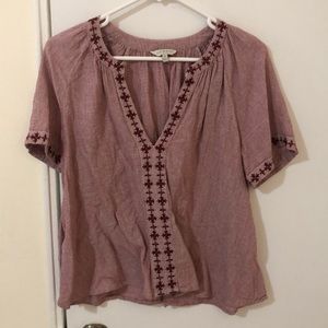 Lucky Brand Tunic Top with Embroidered Trim